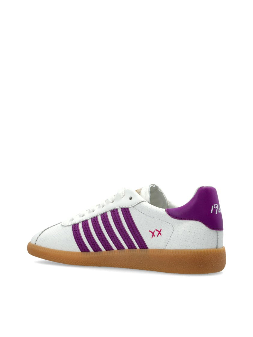 Dsquared2 White Rebel Logo Vibrant Accents Leather Sneakers