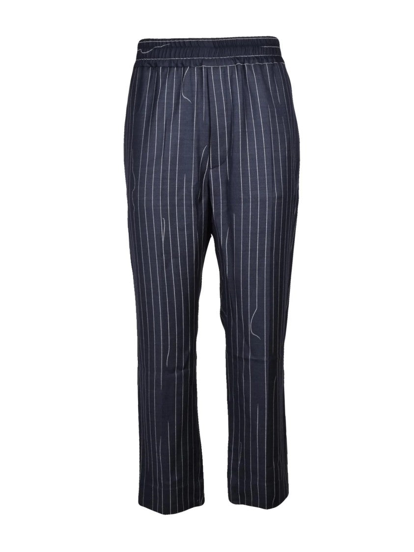Vivienne Westwood Tapered Wool Trousers With High Elasticated Waist And Pinstripe Detail