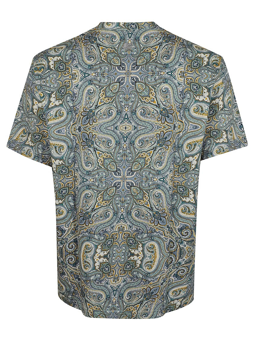 Etro Symmetrical Paisley Print Cotton T-Shirt