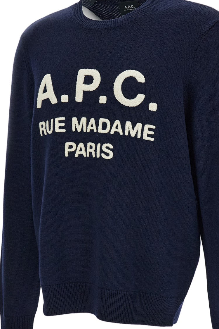 A.P.C. Crew-Neck Wool Sweater With Embroidered Slogan