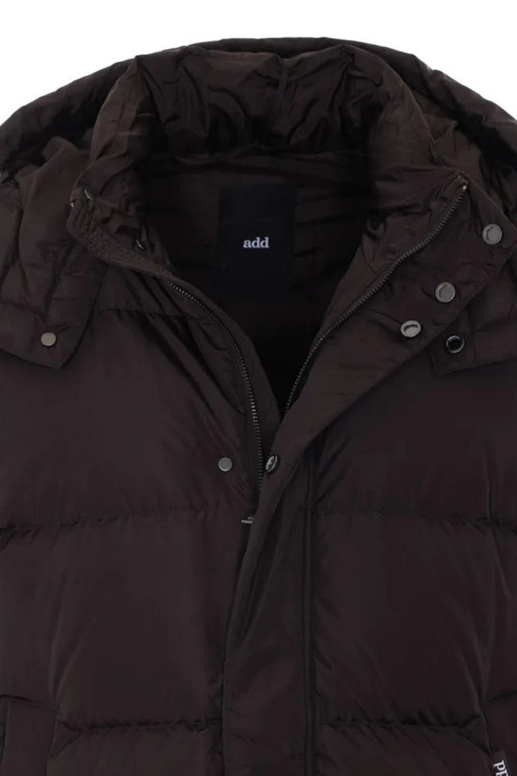 Add Dark Brown Hooded Puffer Jacket