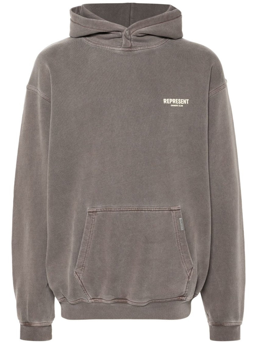 Represent Taupe Grey Cotton Hoodie