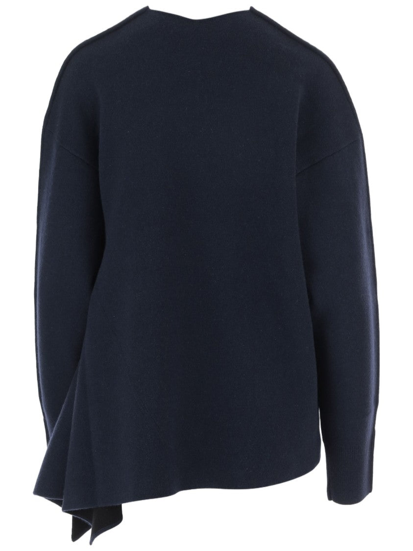 Carven Asymmetrical Draped Hem Cashmere Sweater