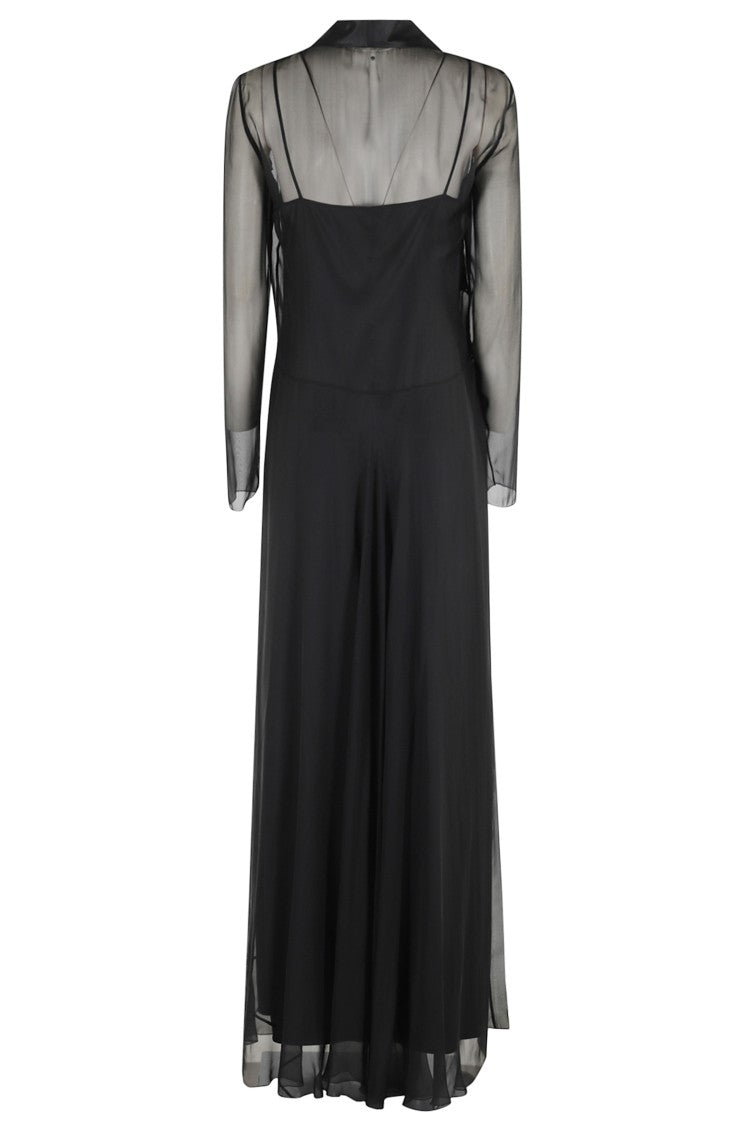 Alberta Ferretti Flowing Black Silk Maxi Dress