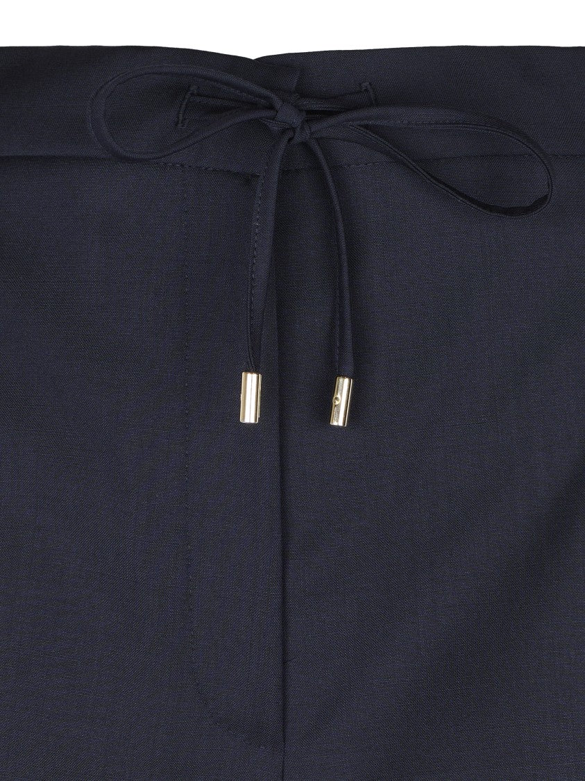 Max Mara Wide-Leg Trousers In Flowing Blue Fabric