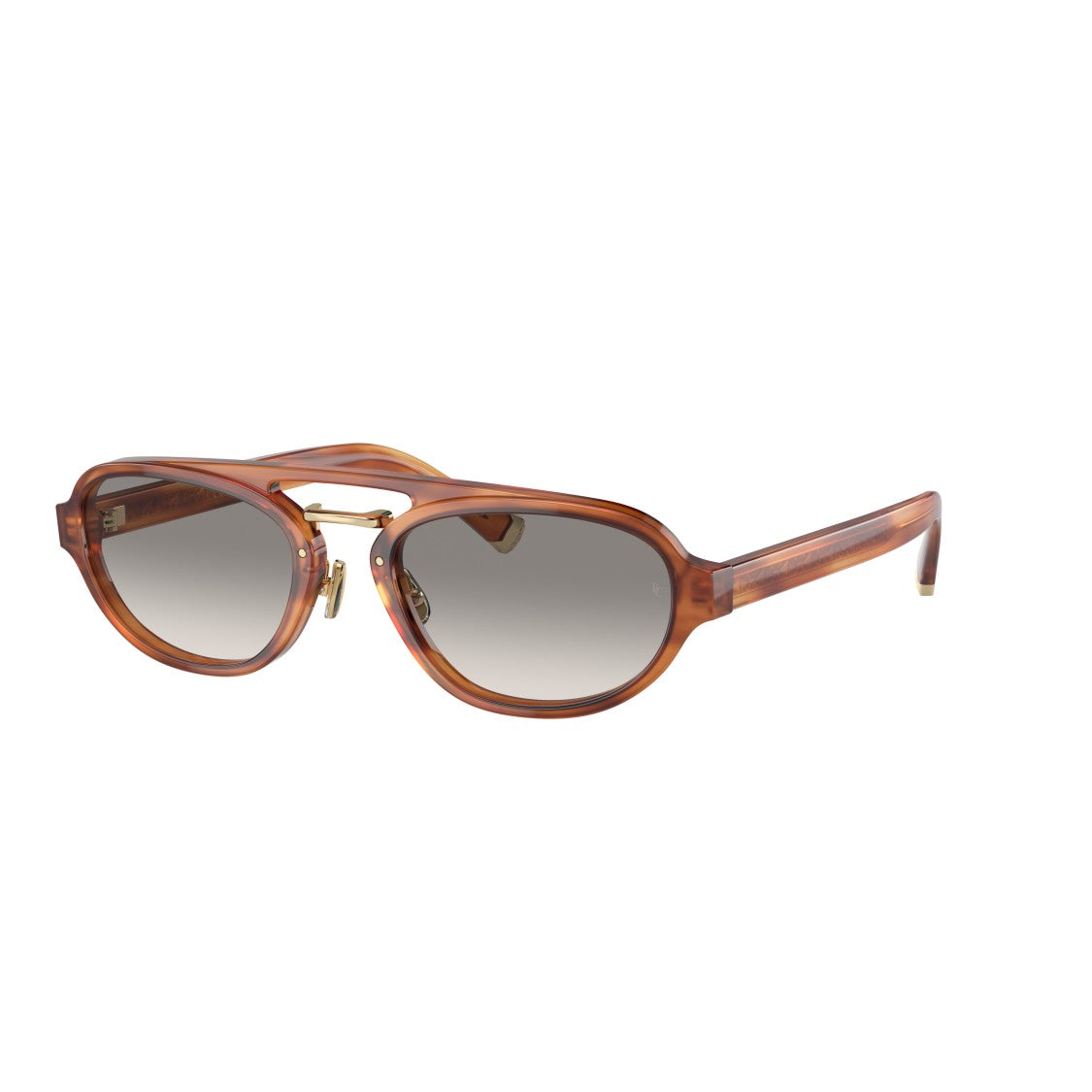 Brunello Cucinelli 0Bc4008s Translucent Amber Oval Sunglasses With Gold Accents