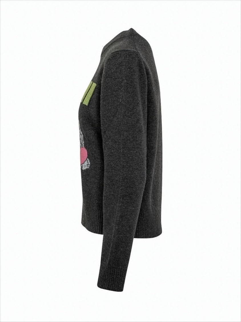 Ganni Graphic Knit Sweater With Playful Dog Motif