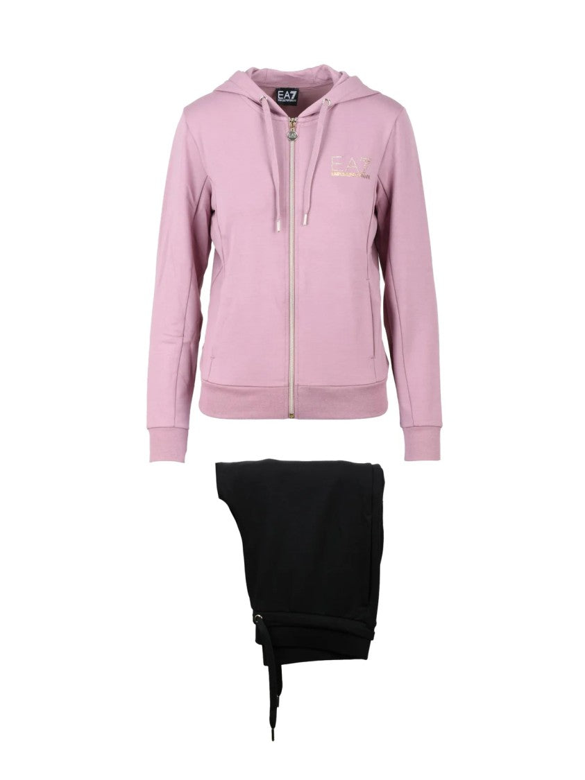 Ea7 Emporio Armani Pink/Black Polyester Viscose Elastane Women's Tracksuit