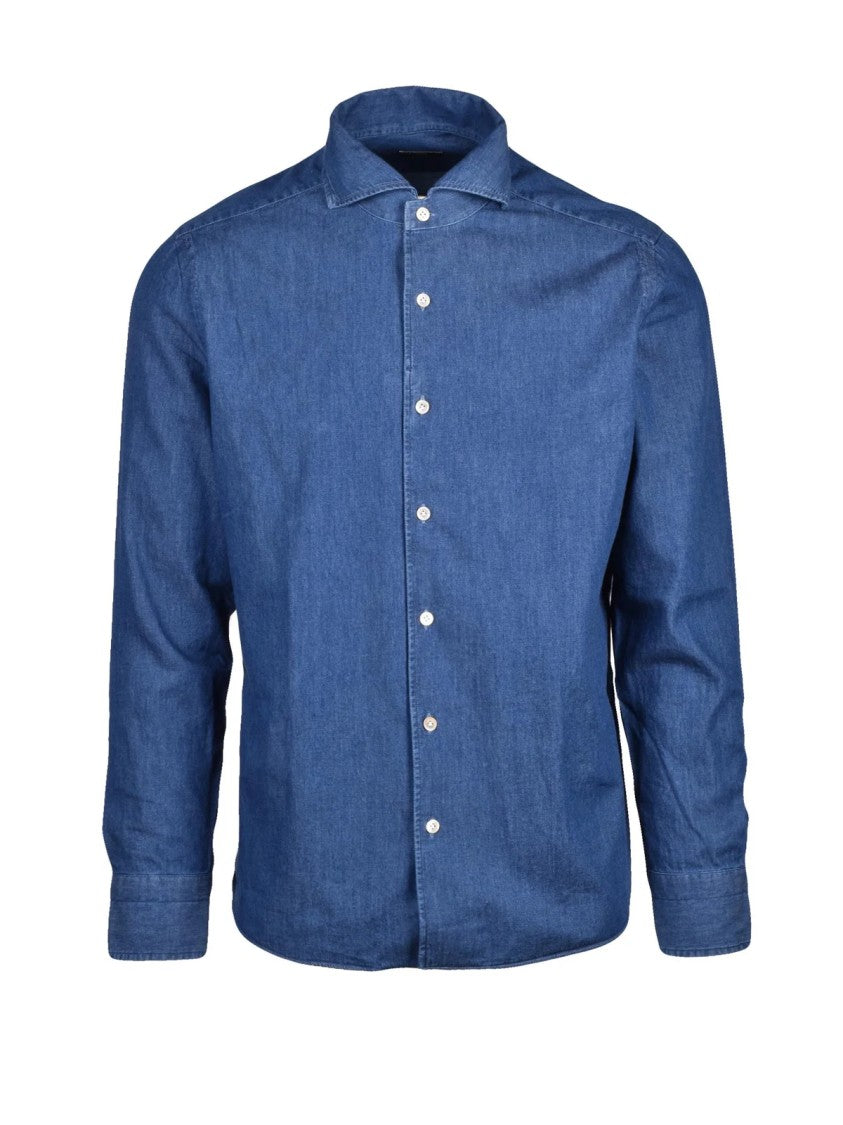 Luigi Borrelli Napoli Cotton Long-Sleeve Shirt With Structured Collar And Buttoned Cuffs