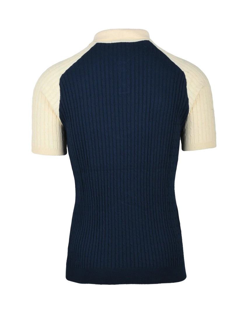 Wool & Co Ribbed Knit Polo With Classic Button Placket