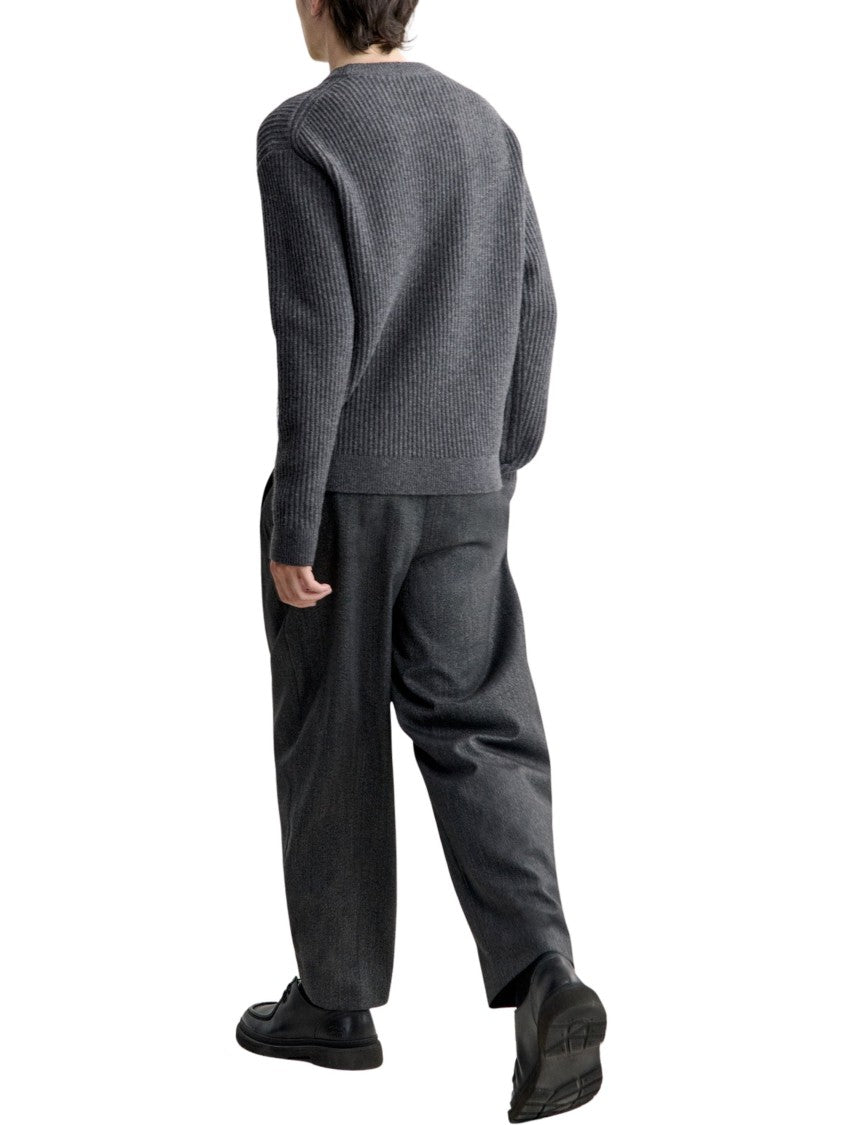 Maison Kitsuné Fox Head Wool Ribbed Jumper With Subtle Emblem