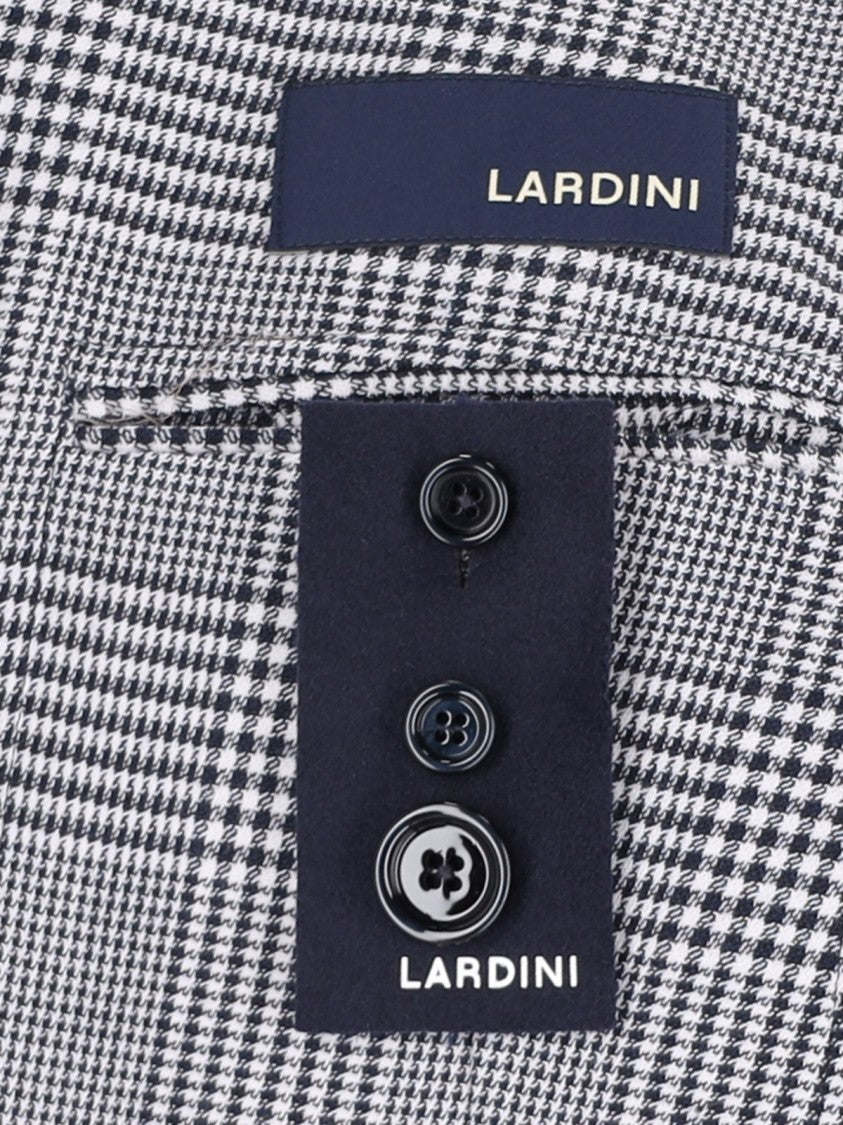 Lardini Grey Pied De Poule Double-Breasted Wool-Blend Blazer