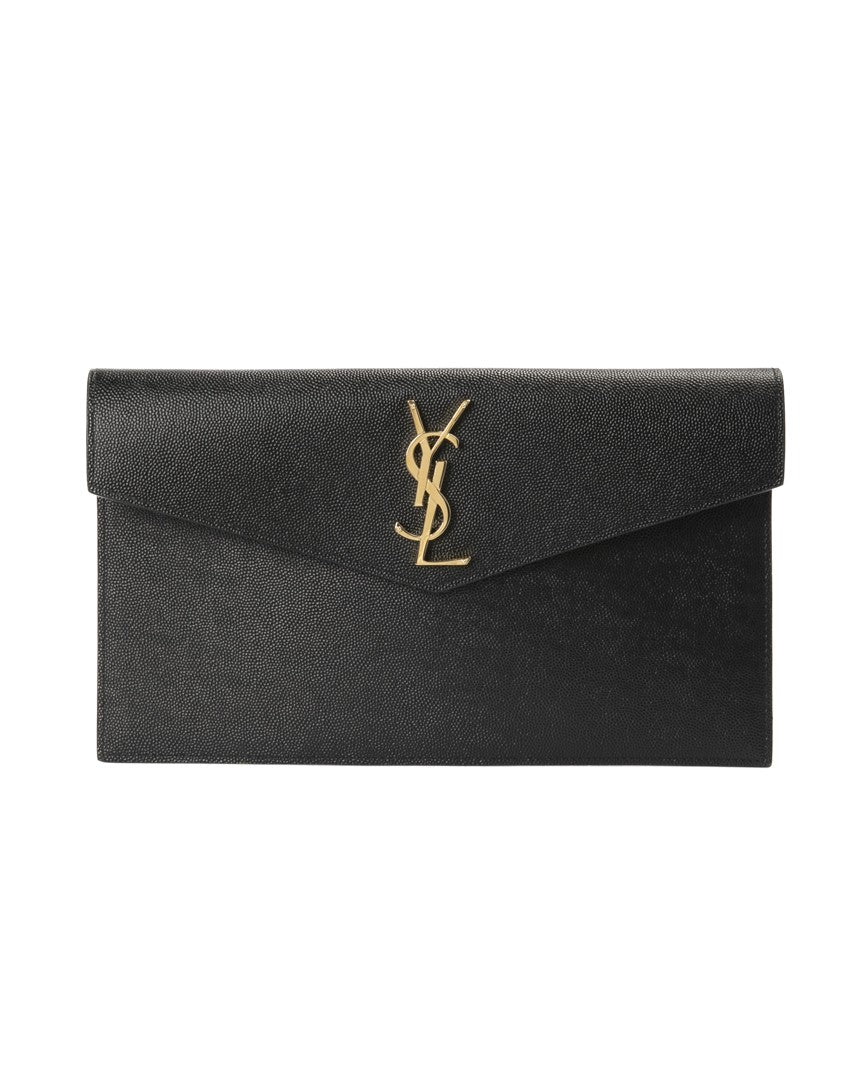 Saint Laurent Black Granulated Leather Uptown Clutch