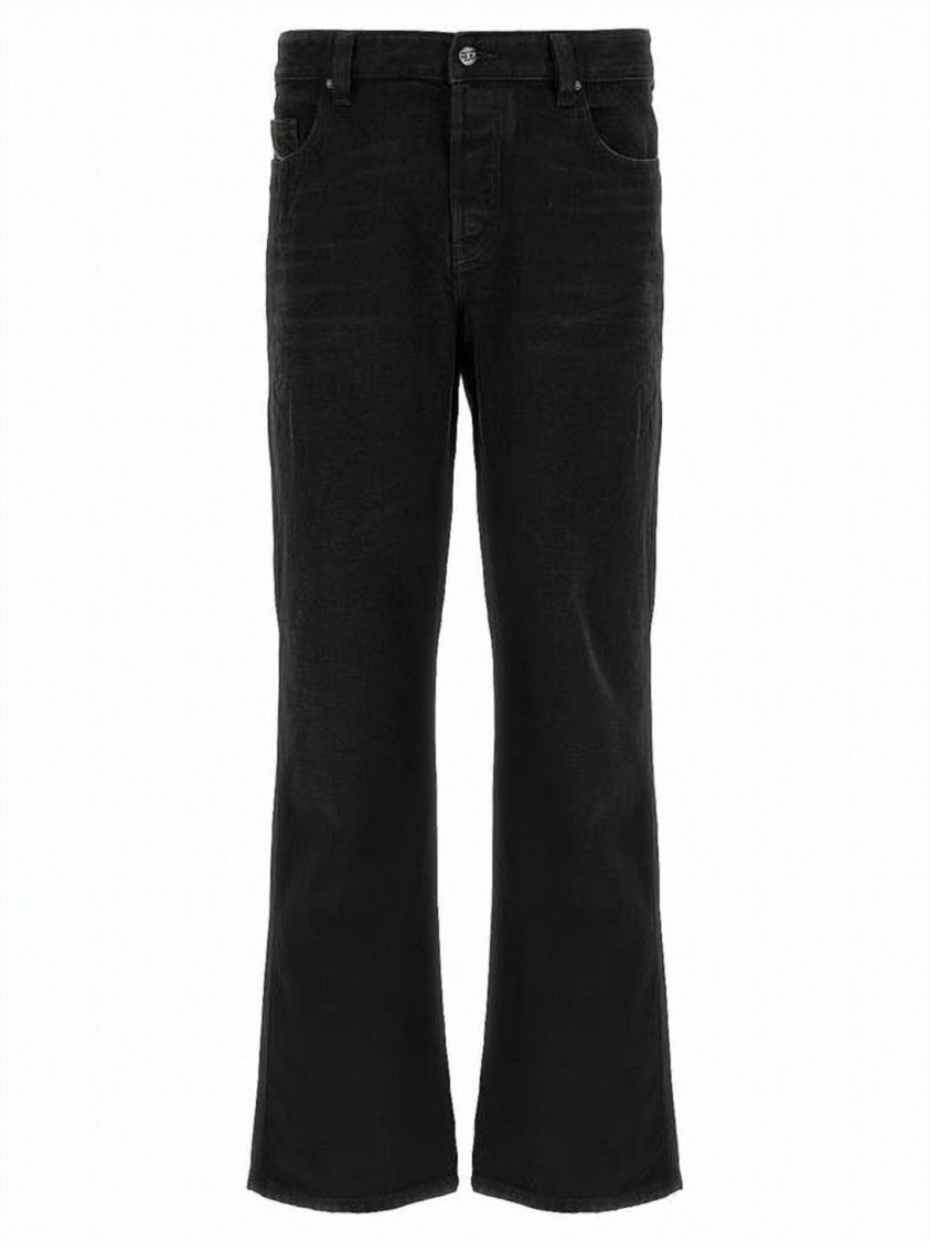 Diesel Flared Black Denim Pants With Five-Pocket Design