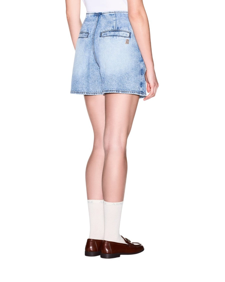 Armani Exchange Light Blue Denim Shorts Frayed Hem