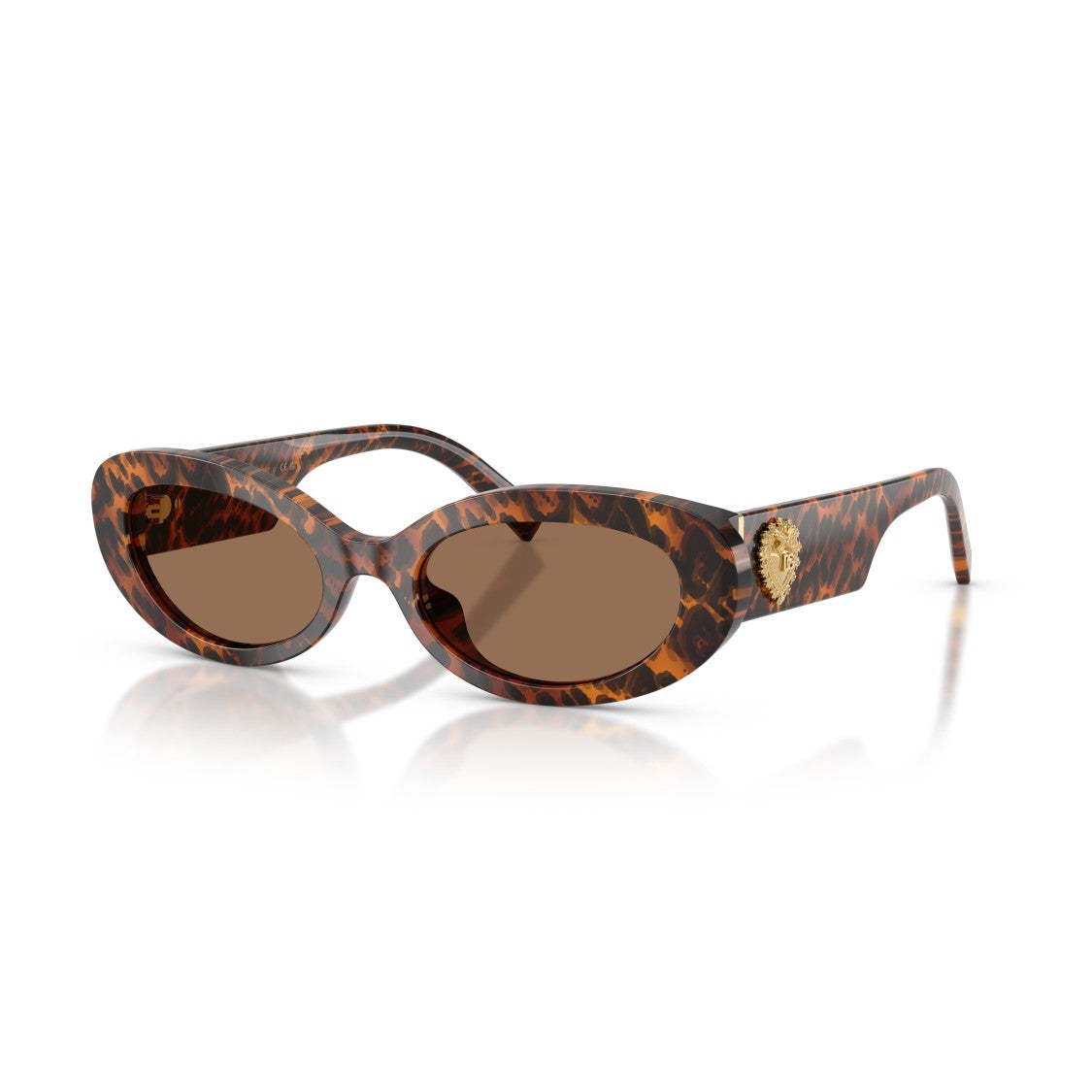 Dolce & Gabbana Tortoiseshell Oval Sunglasses With Gold Emblem