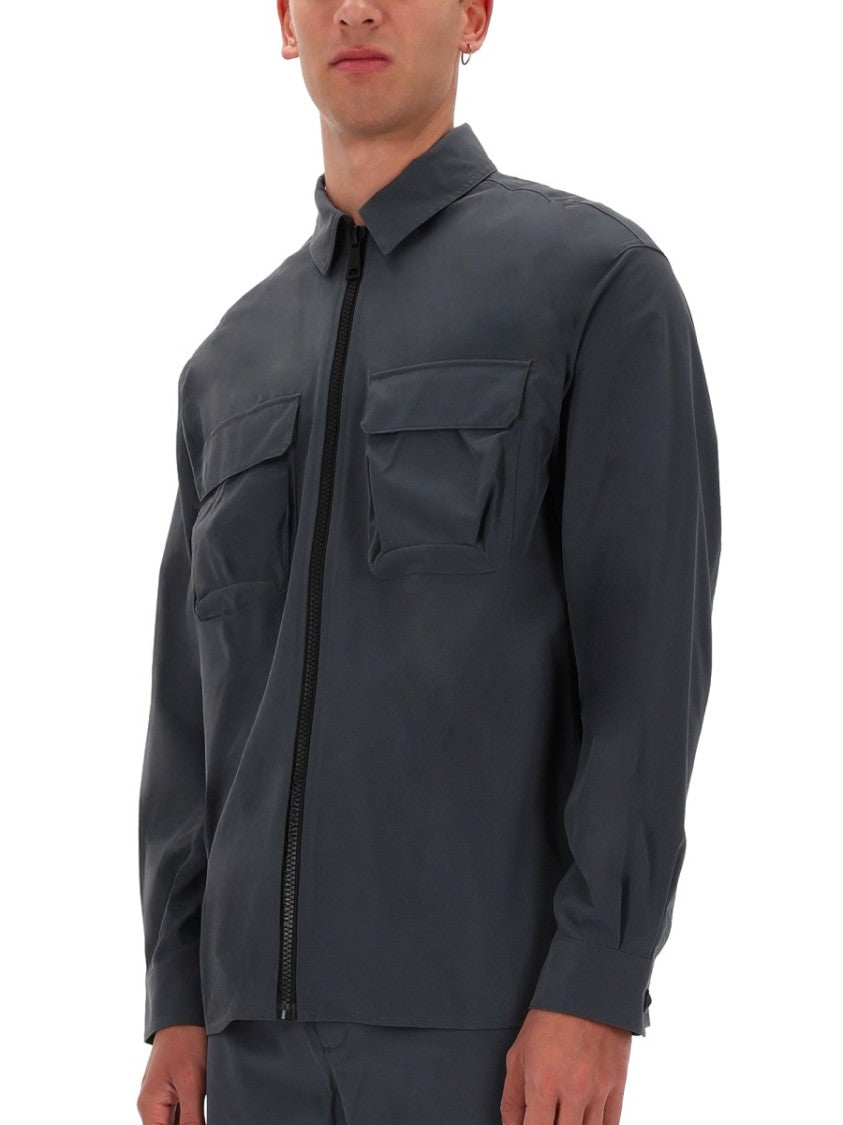 Versace Jeans Couture Grey Full-Zip Zippered Shirt