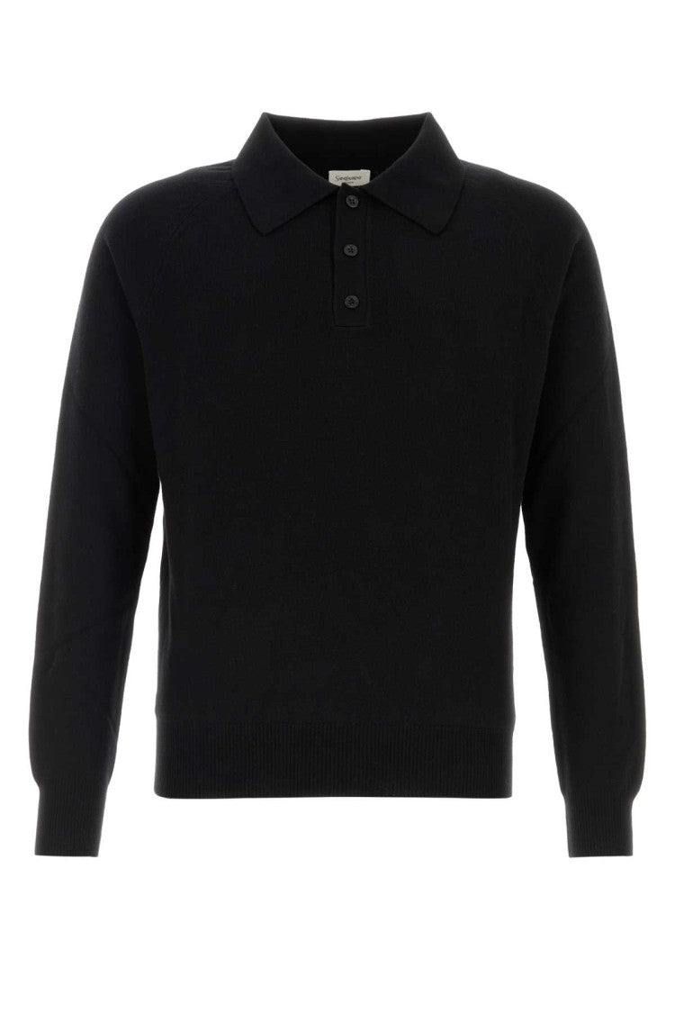 Saint Laurent Black Wool Polo Shirt