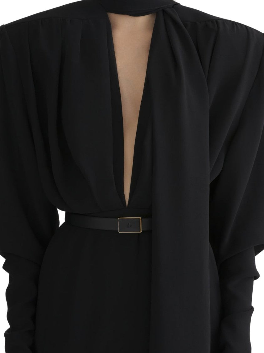 Mugler Midi Dress With Plunging Neckline