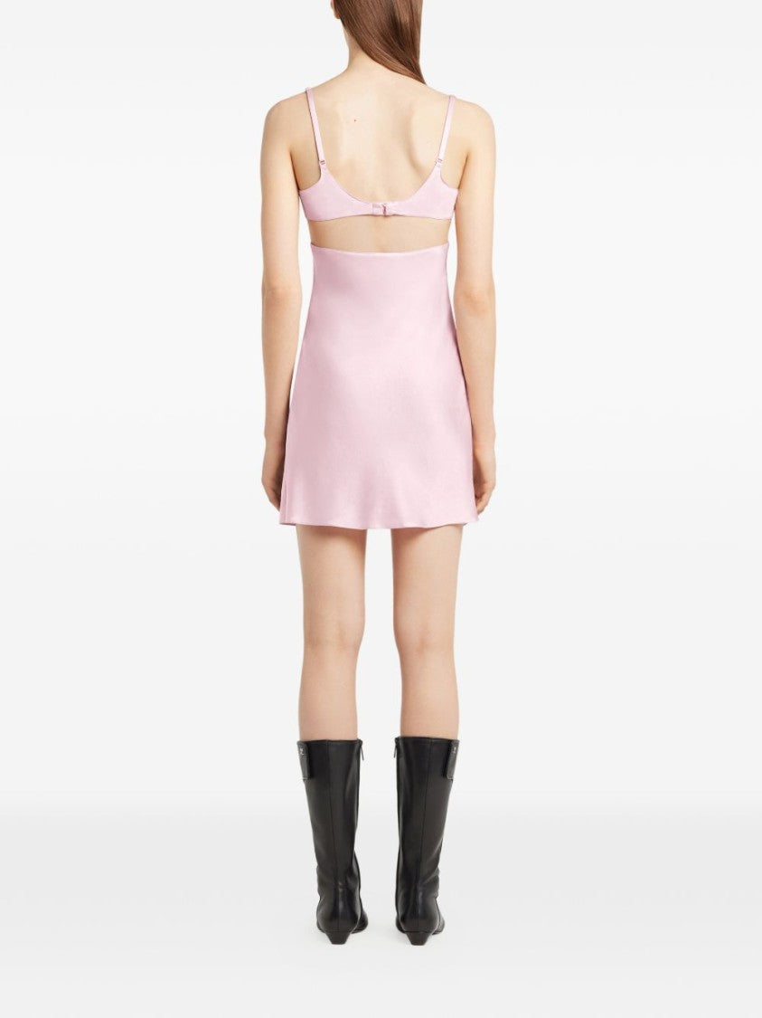 Courrèges Soft Pink Mini Dress With Spaghetti Straps And Edgy Cut-Outs