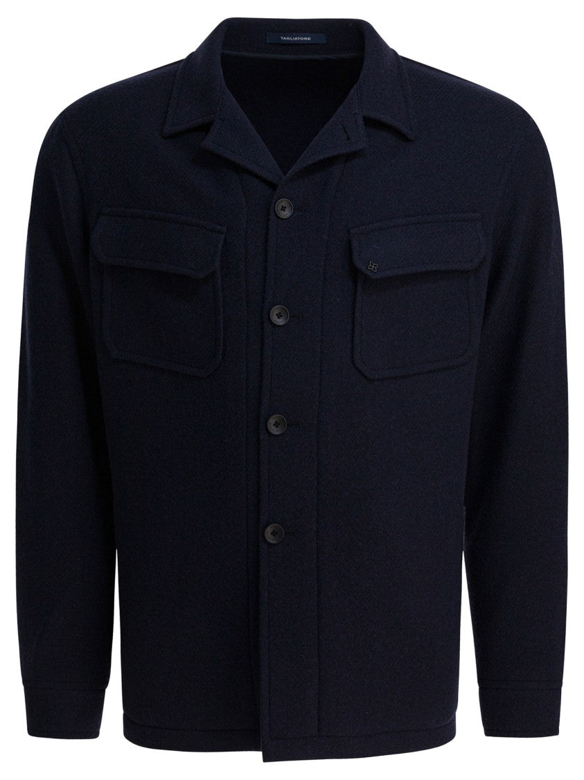 Tagliatore Textured Black Wool Blend Coat