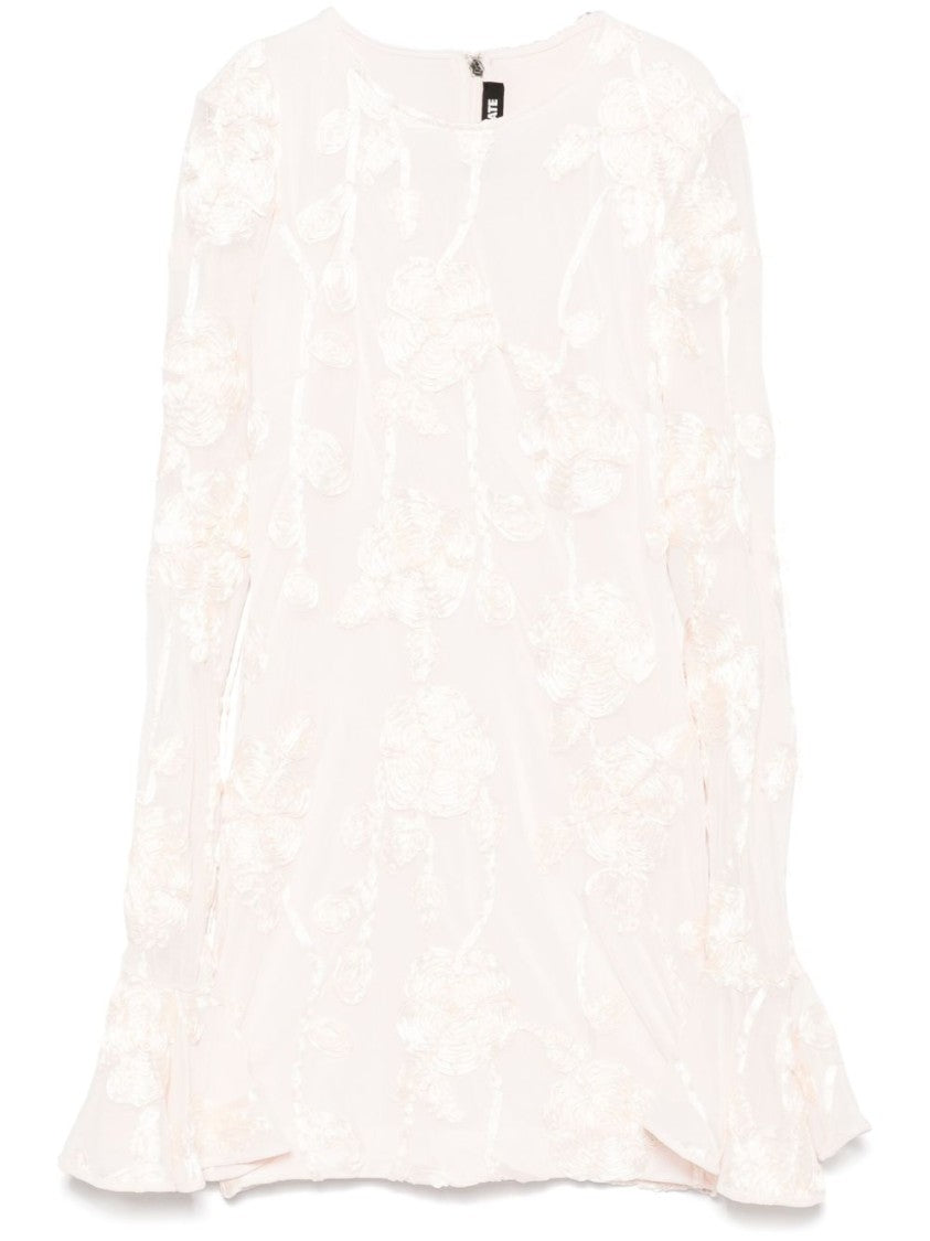 Rotate Blush Pink Dress With Sheer Sleeves And Flared Cuffs