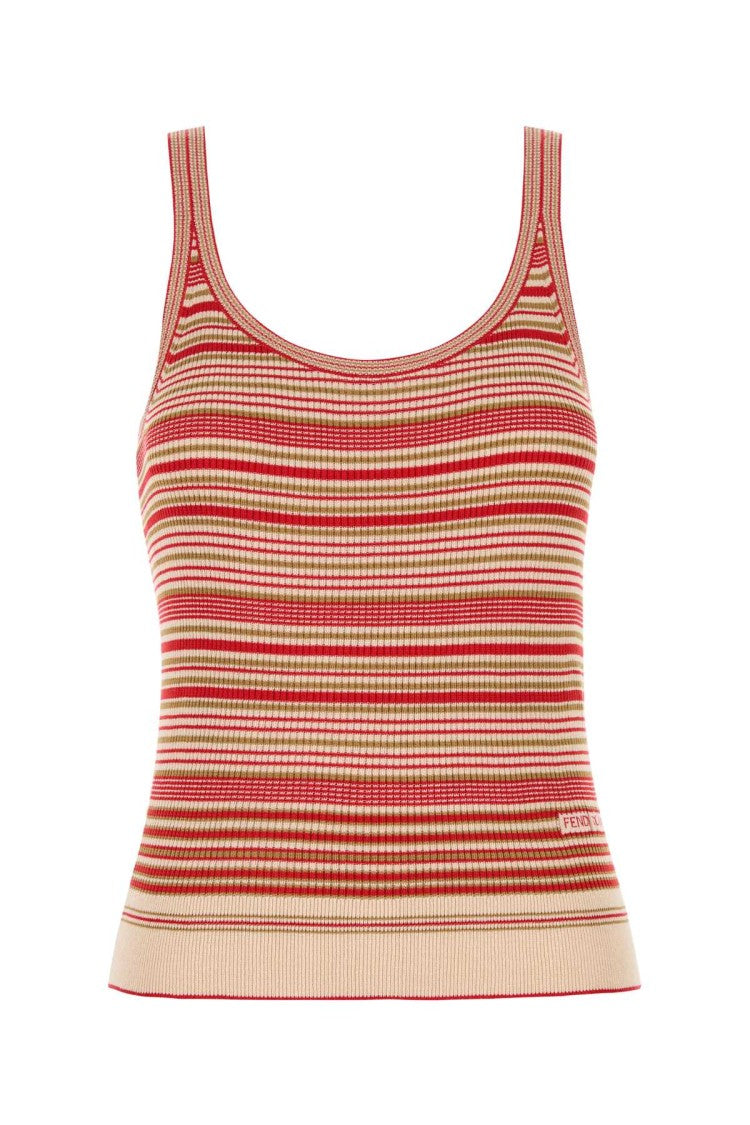 Fendi Embroidered Silk Tank Top