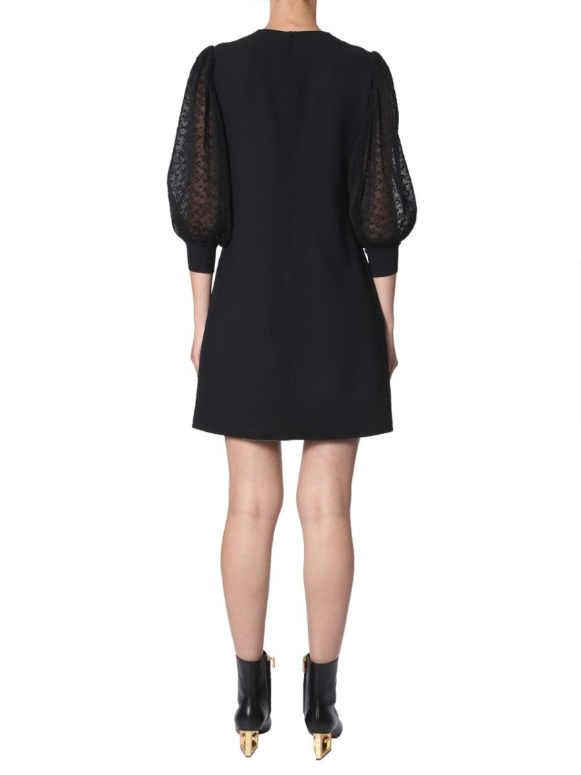 Givenchy Mini Dress With Pleated Sheer Sleeves
