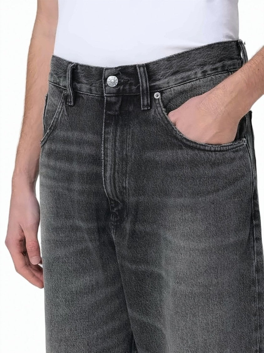 Sunflower Relaxed Wide-Leg Denim Pants With Faded Wash