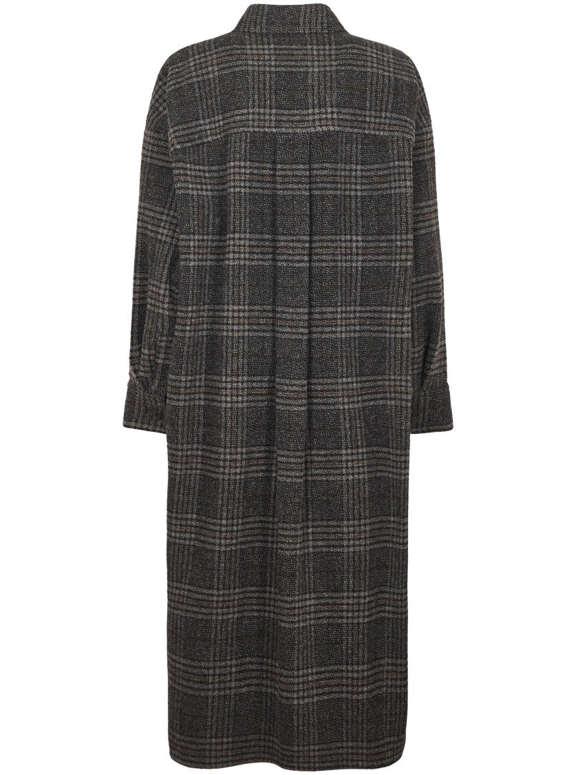 Isabel Marant Étoile Plaid Pattern Grey Coat With Relaxed Fit And Functional Pockets