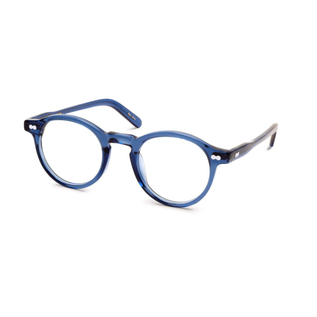 Moscot Blue Or-Mil-O Translucent Acetate Round Eyeglasses