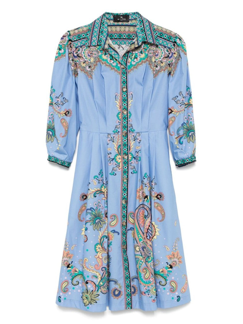 Etro Multicolour Dress With Intricate Patterns And Classic Collar