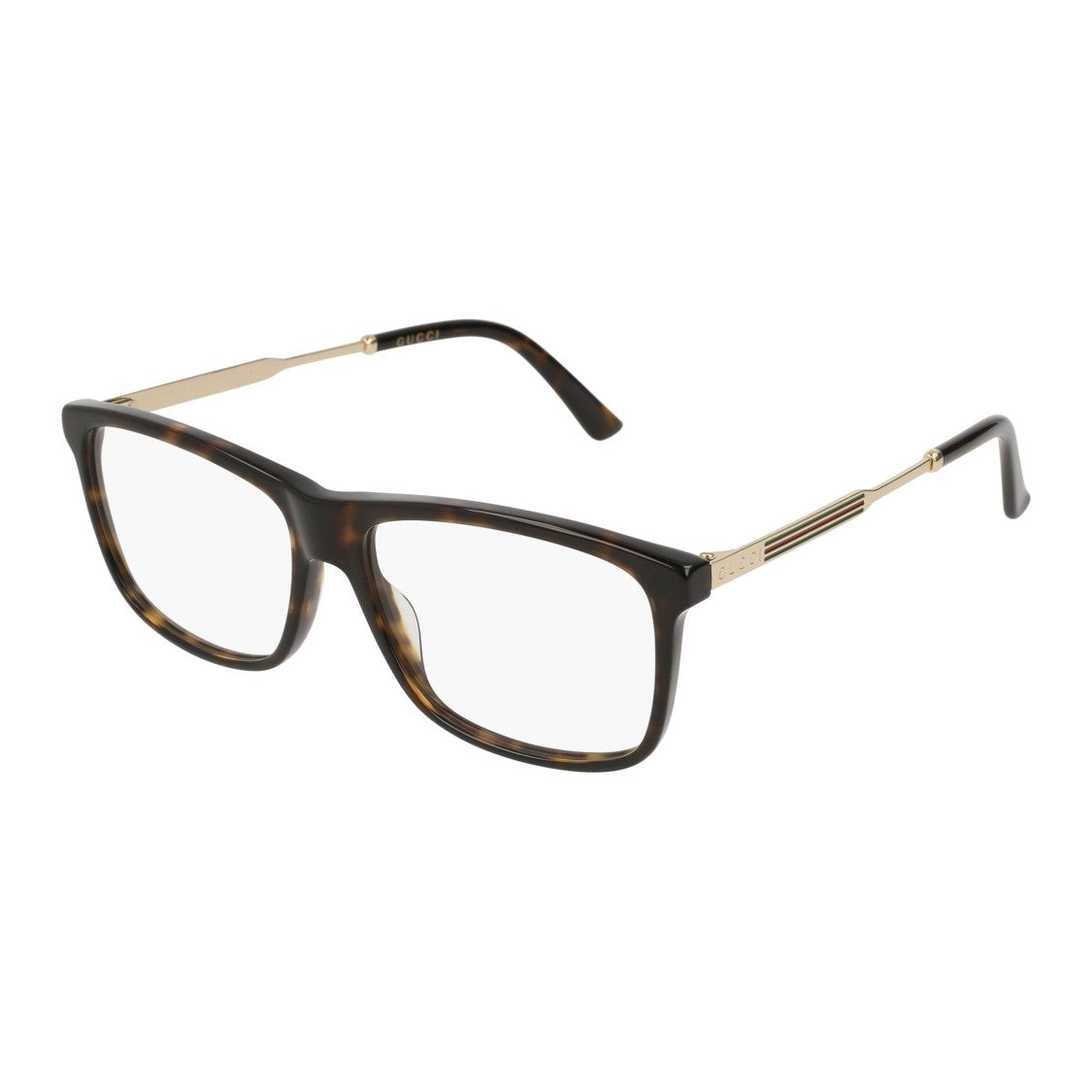 Gucci Rectangular Tortoiseshell Eyeglasses With Gold-Toned Temples