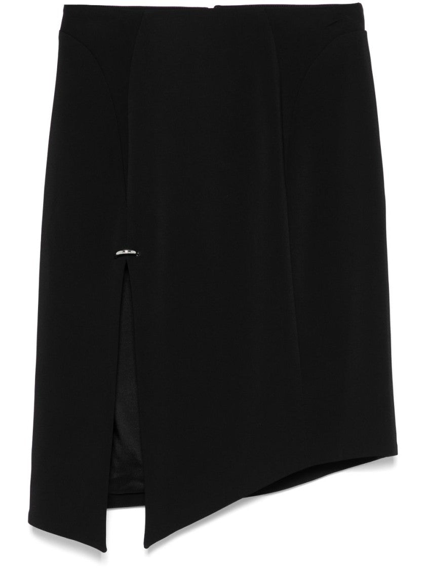 Mugler Black Asymmetric Side Slit Seam Skirt