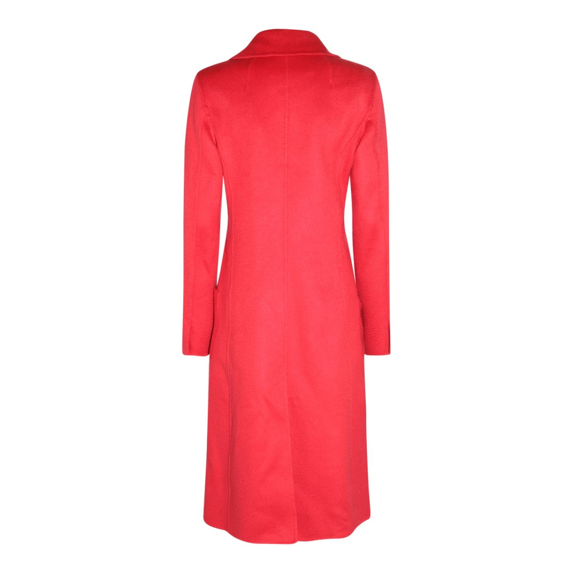 Lanvin Watermelon Cashmere Long Coat With Double-Breasted Design And Classic Collar