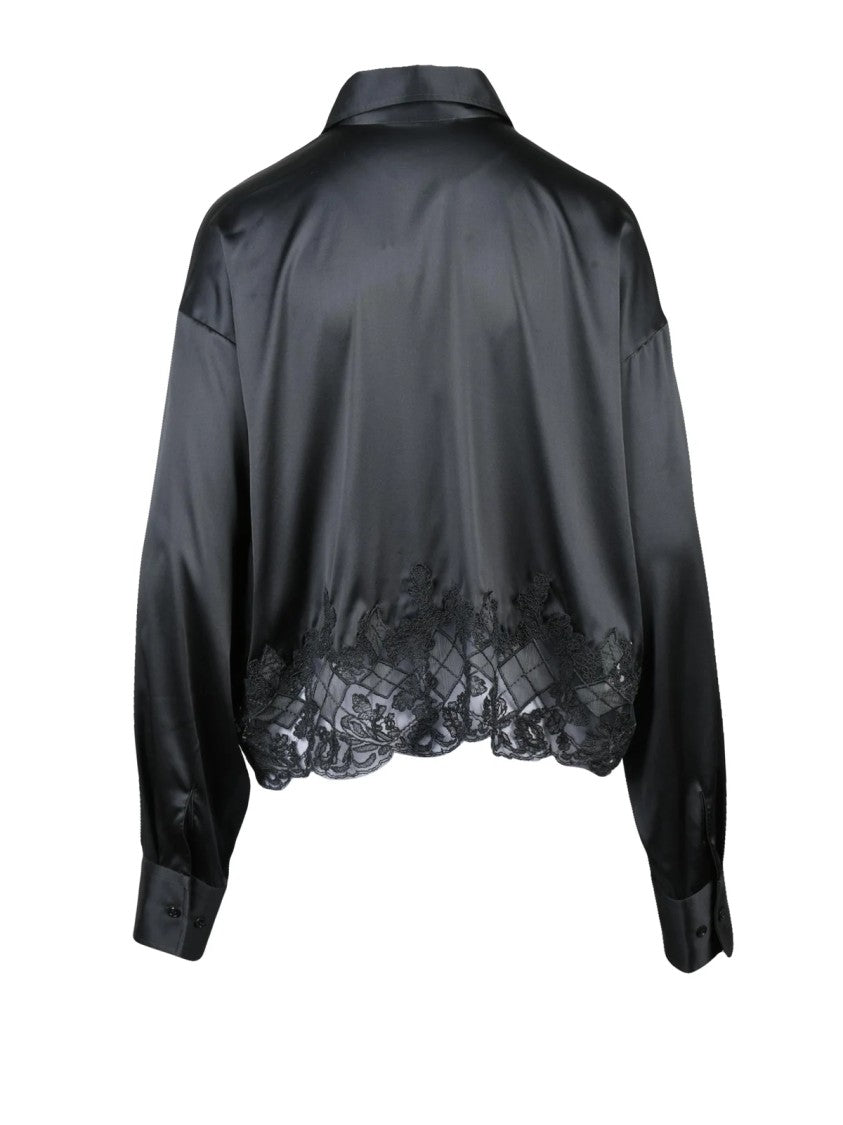 Ermanno Scervino Satin Shirt With Lace Embroidery Detail