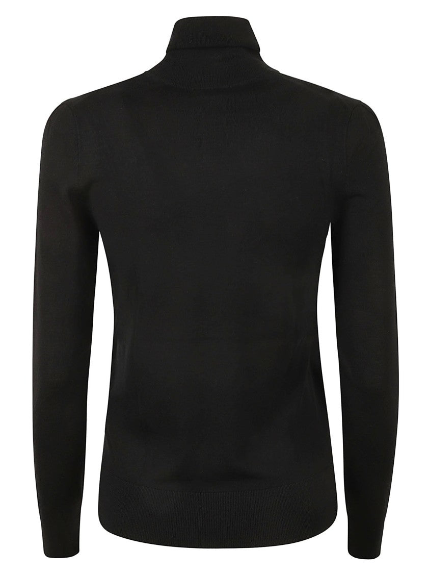 Chloé High Neck Fitted Black Wool Sweater