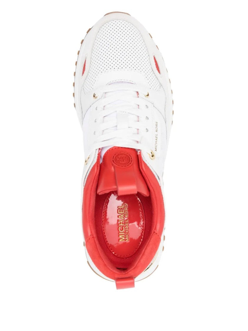 Michael Kors White And Red Leather Trainers