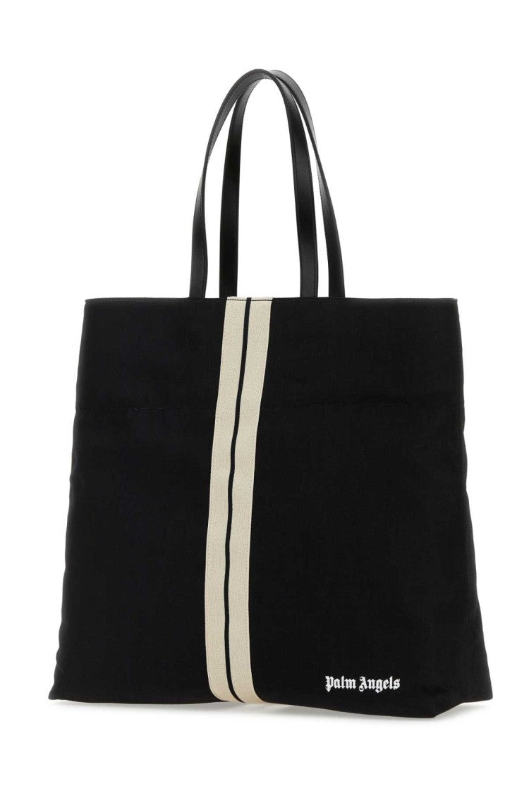 Palm Angels Black Canvas Shopping Bag
