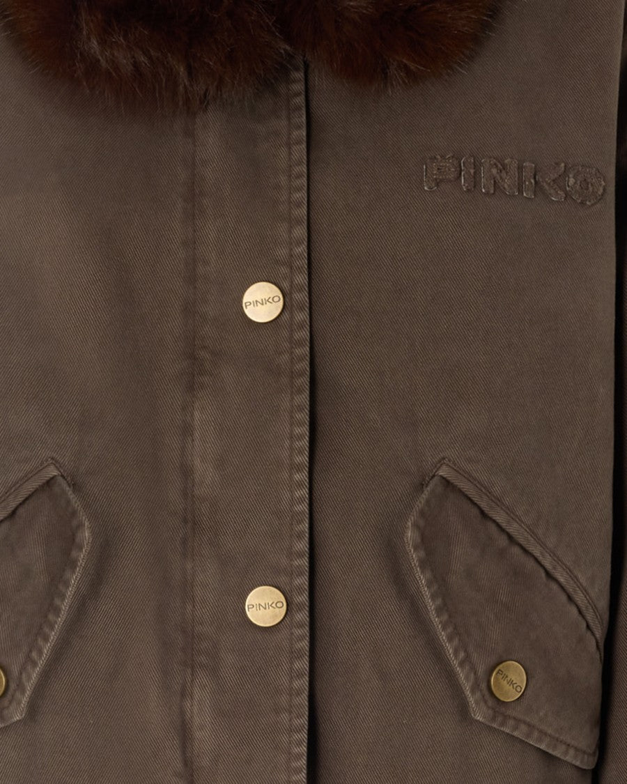 Pinko Bull Cotton Fur-Trim Peacoat