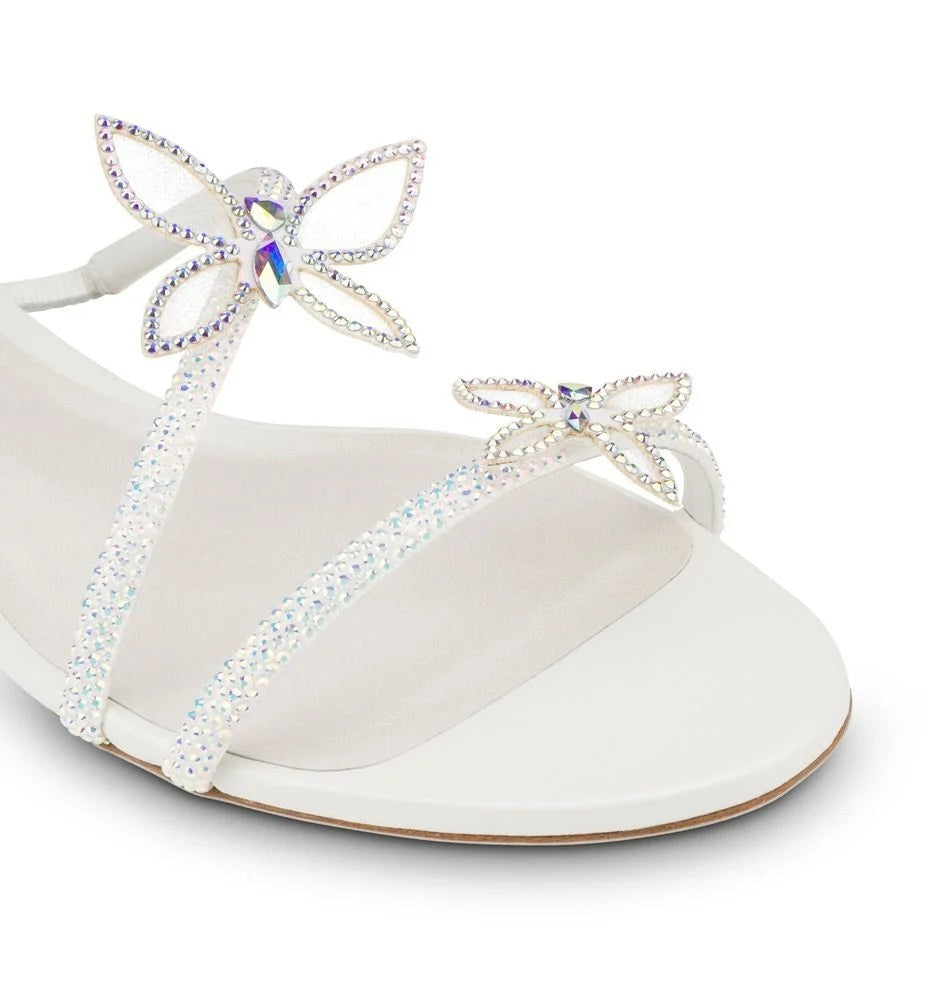 René Caovilla Butterfly Crystal Ivory Sandal