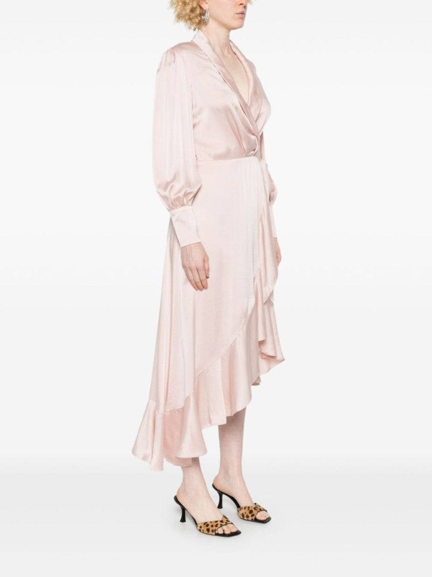 Zimmermann Pink Wrap Midi Dress
