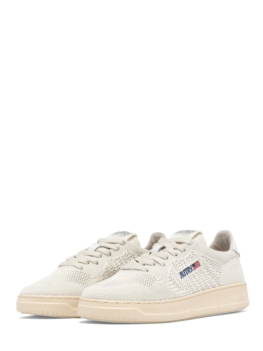 Autry Low-Top Sneakers With Knitted Upper And Leather Accents