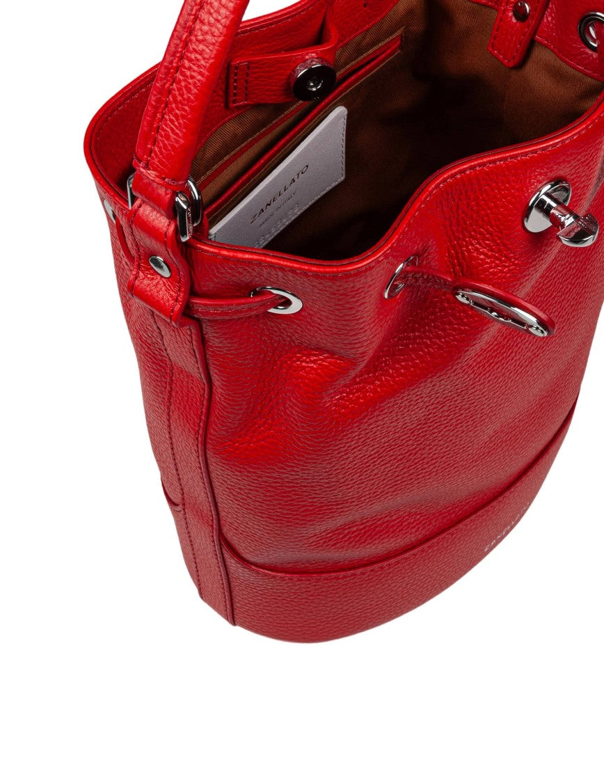 Zanellato Red Monda' Daily Day S Leather Bucket Bag