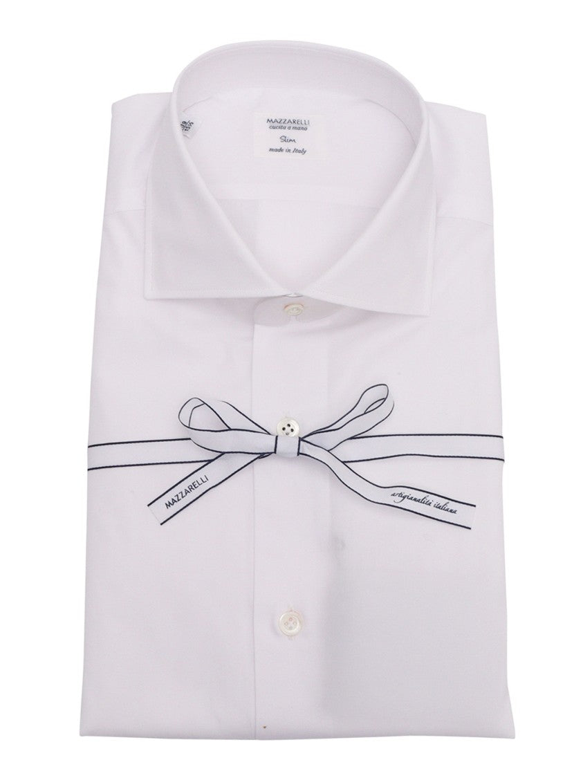 Mazzarelli Camicie White Slim Fit Cotton Shirt