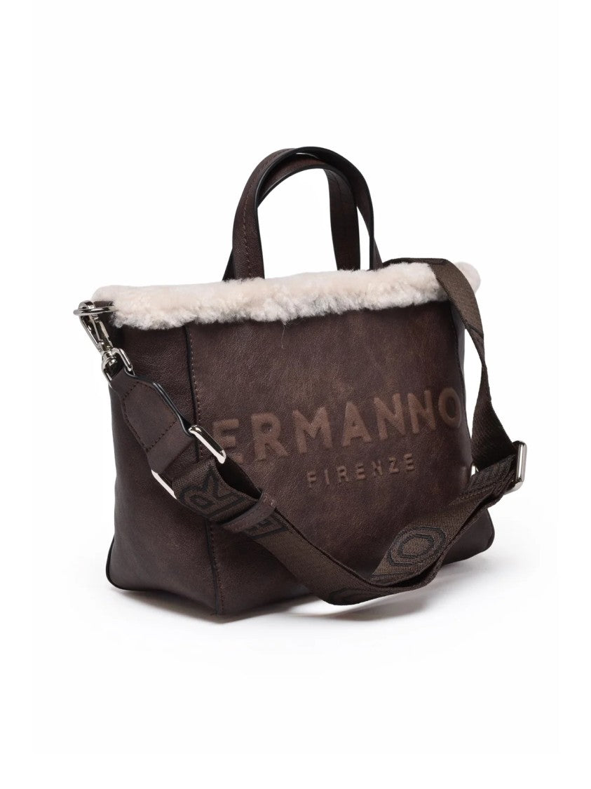 Ermanno Firenze Vanessa Double Handle Shoulder Bag With Plush Trim