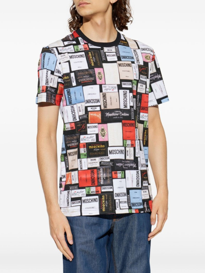 Moschino Vibrant Printed Silk And Nylon T-Shirt With Crew Neckline