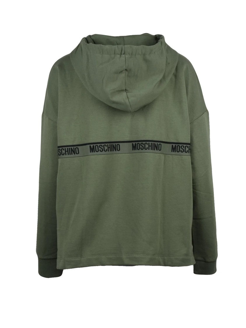 Moschino Military Green Fleece Lined Stretch Cotton Hoodie