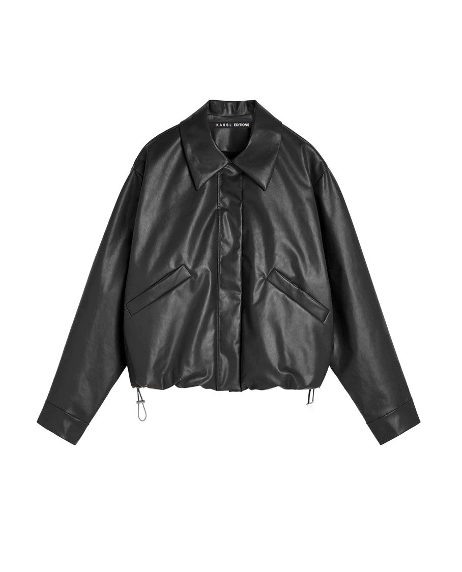 Kassl Editions Black Bomber Jacket With Classic Collar And Drawstring Waist