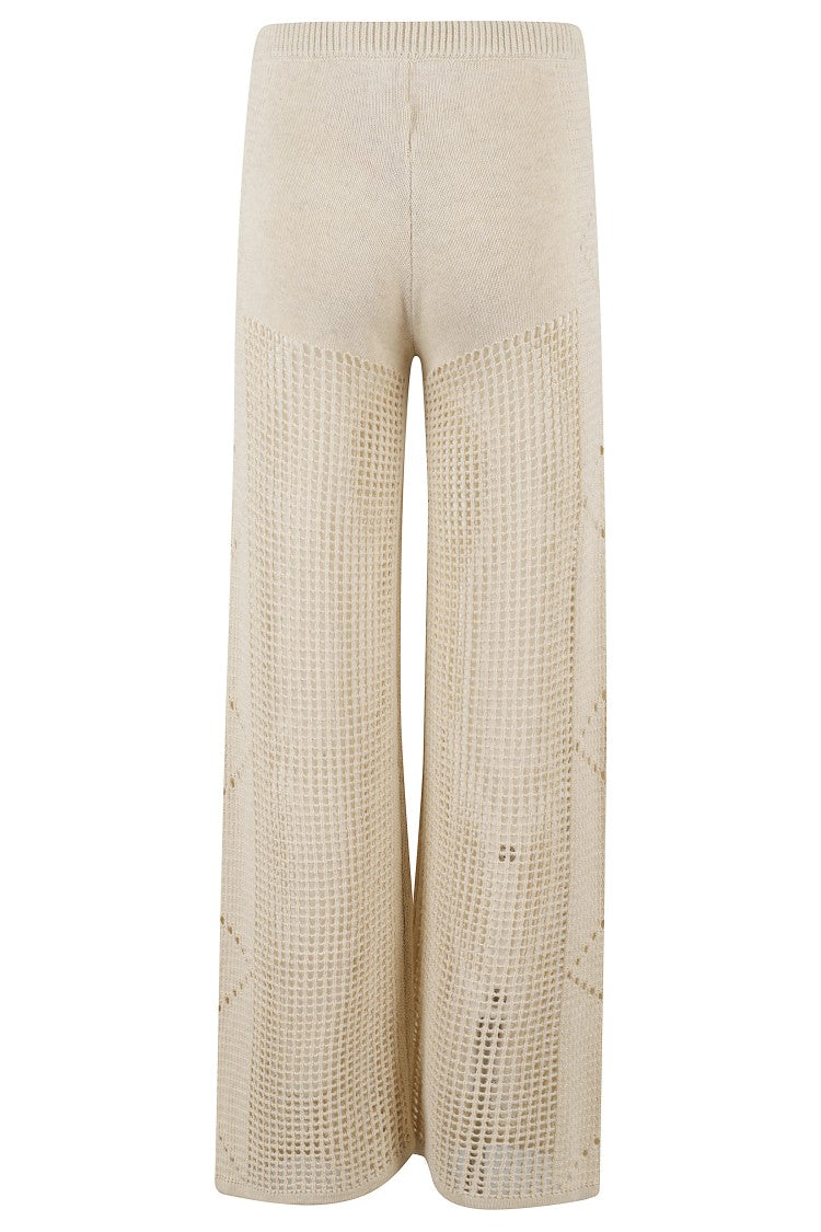 Mc2 Saint Barth Mid-Rise Crochet Flare Pants With Elasticized Waistband